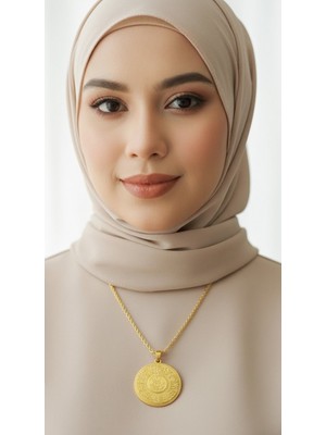 TrendyX Ayetel Kürsi Allah Yazılı Kolye – Çelik Altın Kaplama, Manevi Koruyucu Takı