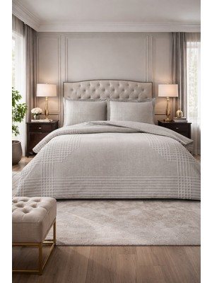 Özdilek Unique Çift Kişilik Lastikli Çarşaf Nevresim Takımı - Gri