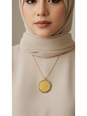 TrendyX Güneş Kolye -Ayetel Kürsi – Çelik Altın Kaplama, Manevi Koruyucu Takı