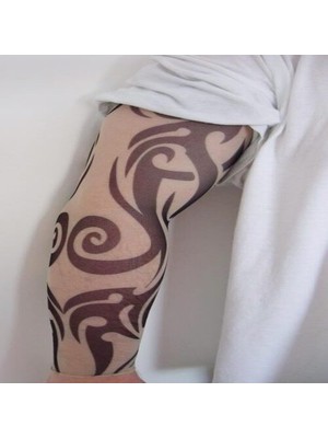 Subutu Giyilebilir Kol Dövmesi Çorap Dövme 3D Baskılı Kol Bacak Dövme 2 Adet Model 6