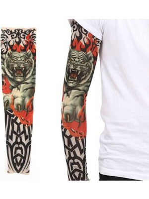 Subutu Giyilebilir Kol Dövmesi Çorap Dövme 3D Baskılı Kol Bacak Dövme 2 Adet Model 8