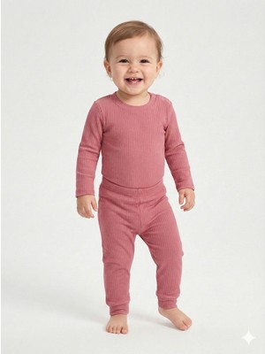 tinytrends %100 Pamuk Kız Zıbınlı Body ve Pantolon 2'li Takım