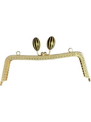 Hobicium Metal Çanta Klipsi 20 cm – Altın Renk Mavi Topuzlu Çanta Çerçevesi | Örgü & El Yapımı Çanta Aparatı