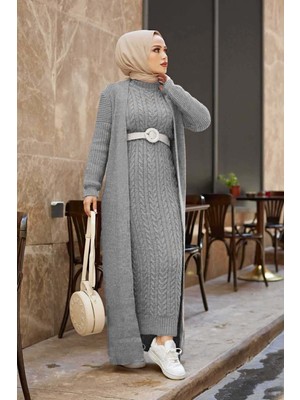 SB Örgülü Hırkalı Takım Gri