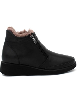 Fast Step Hakiki Deri Kürklü  Kadın Kalın Taban Bot 411KZA707