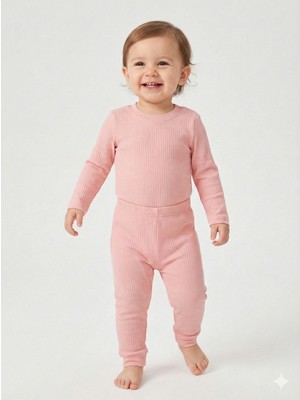 tinytrends %100 Pamuk Kız Zıbınlı Body ve Pantolon 2'li Takım