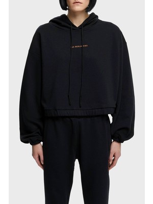 Les Benjamins Baskılı Kapüşonlu % 100 Pamuk Sweat Bayan Sweat LB21SSCORFUHD