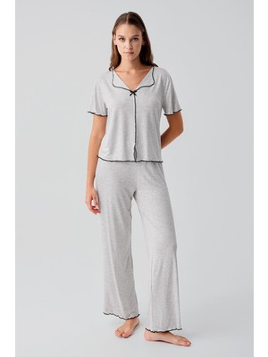 Artış Collection Kısa Kollu Fiyonklu Esnek Viskoz Pijama Takım 19214