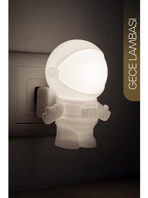 Alastor Astronot Gece Lambası On/off Tuşlu Koridor Hol Işığı Uyuma Işığı Beyaz Işık Beyaz GC03