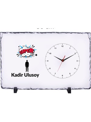 Çılgıntrend Kişiye Özel Dikdörtgen Doğal Taş Masa Saati 25X38 cm – Isim Baskılı Dekoratif Saat