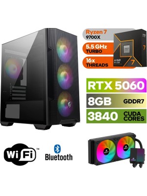 MSI Şafak-Gaming Pc Ddr5 |ryzen 7 9700X | Rtx 5060 8gb | 16 GB Ddr5 Ram | 1 Tb Nvme 5000 4000 |WİN11PRO|240MM Sıvı Sogutma|