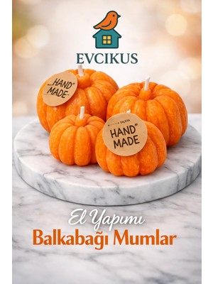 Mumline Evcikuş 4’lü Balkabağı Mum Seti – Kutulu El Yapımı Dekoratif Mini Mum (Hediyelik Özel Tasarım)
