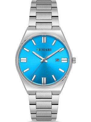 DEMARİ Demari Erkek Kol Saati Quartz Mekanizma Gümüş Çelik Kordon Mavi Kadran Tarih Göstergeli – DM-00109G-A3A