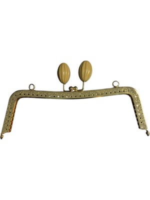 Hobicium Metal Çanta Klipsi 20 cm – Altın Renk Siyah Topuzlu Çanta Çerçevesi | Örgü & El Yapımı Çanta Aparatı