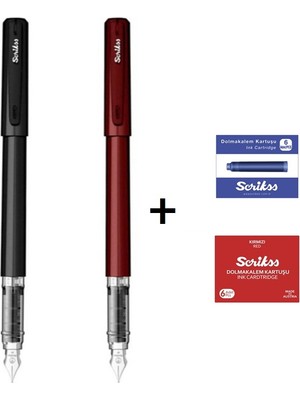 Scrikss Primeo Siyah ,  Bordo Kalem & Mavi , Kırmızı Kartuş Seti