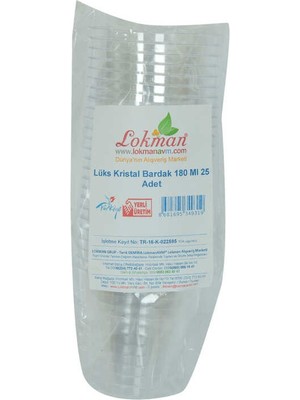 Subutu Lüks Kristal Bardak Sert Plastik Çay Kahve Su Otomat Bardağı 180 ml 25 Li 1 Paket