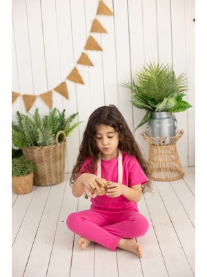 Şehrazat Handmade Tasarım Alt Üst Pamuklu Çocuk Takım (Tişört-Uzun Tayt)