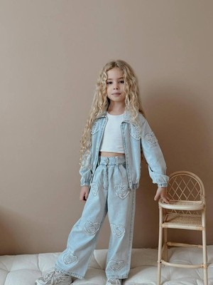 Aden Kalp Detaylı Kız Çocuk Kot Takım