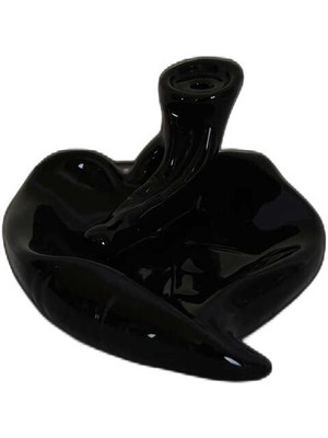 Subutu Geri Akış Buhurdanlık Tütsülük Seramik Kalp Siyah Backflow C0888