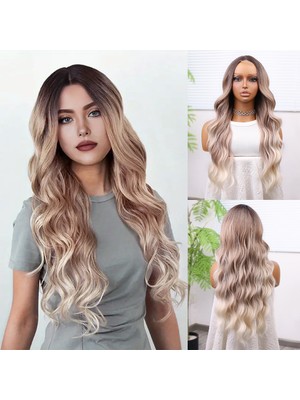 Subutu Rus Kumralı Beyaz Platin Işıltılı ve Ombreli Tül Peruk