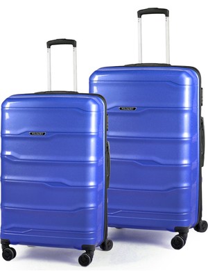 Polo&sky Azra Model Çivit Pp Kırılmaz 2'li Orta + Büyük Boy Valiz Seti