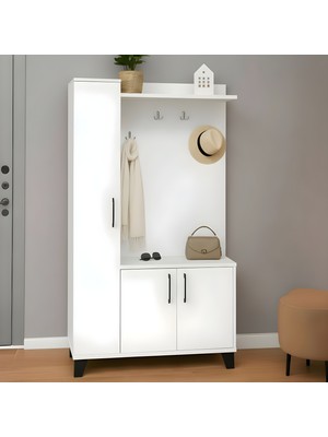 Misterium Loft Portmanto ve Askılıklı Vestiyer Takımı - Beyaz