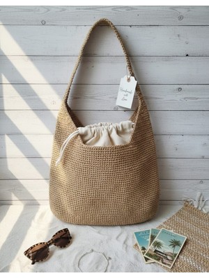 Veyla Style El Yapımı %100 El Örgüsü Kağıt Ip Omuz Askılı Kadın Çanta