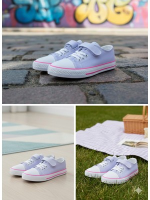Rexba Lila Esintisi:çocuklar Için Şık ve Rahat  Velcro Converse Sporayakkabı