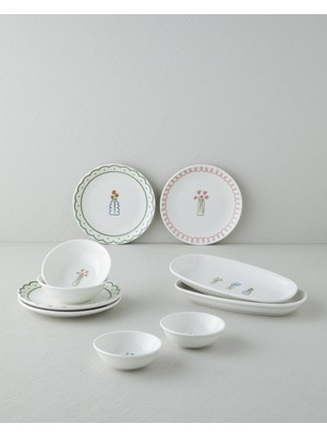 English Home Violet Porselen Kahvaltı Takımı 10 Parça 4 Kişilik Renkli