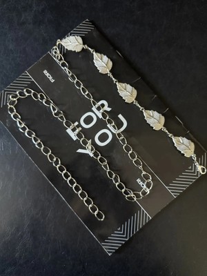 Fiori Yaprak Zincir Gümüş Detaylı Kadın Kemeri Bel Kemeri,elbise Kemeri,etek Kemeri,pantolon Kemeri