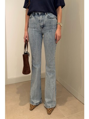 Magarde Premium Ispanyol Paça Jean- Buz Mavisi