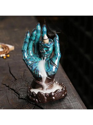 Elifeshop Lüks Seramik Gotik Tasarım Geri Akış Tütsülük Tütsü Şelalesi Dekoratif Biblo Ev Ofis Hediyesi 17 cm