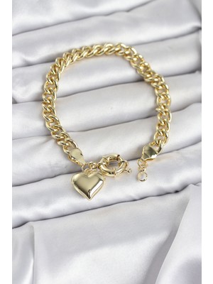 Store Mania Ieg™ Kalp Detaylı Gold Renk Pirinç Kadın Bileklik