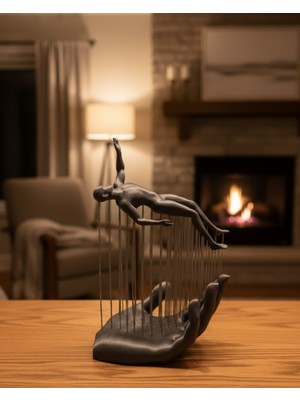 Osense 3D El Insan Figürü Gri Modern Ev ve Ofis Dekoru