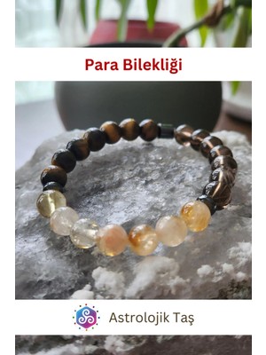 Para Bilekliği - Para Mıknatısı Çekimi - Bolluk Bereket - Sitrin, Kaplan Gözü & Dumanlı Kuvars