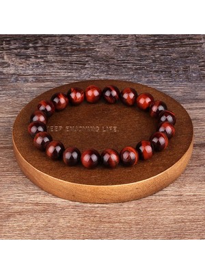 Sertifikalı Kızıl Kaplan Gözü Taşı Bileklik