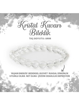 Sertifikalı Kristal Kuvars 8mm Doğal Taş Bileklik