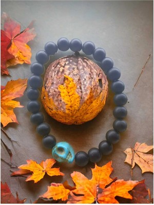 Mat Onix Turkuaz Kuru Kafa Detaylı Doğal Taş Bileklik