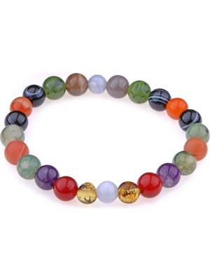 Botswana Akik Kehribar Göz Akik Yeşim Ametist Mavi Akik Taş Bileklik 8 mm