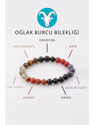 Oğlak Burcu Taşlarından Oluşan Doğal Taş Bileklik 8 mm Küre Kesim - Burç Bilekliği