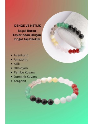 -Denge ve Netlik-Başak Burcu Taşlarından Oluşan Doğal Taş Bileklik