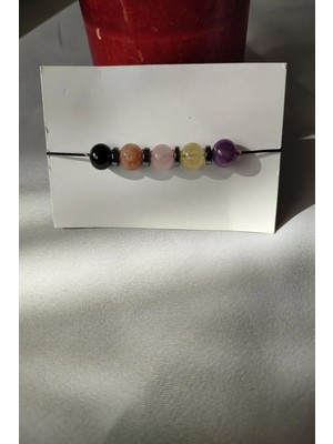 Sertifikalı Koç Burcu Doğaltaş Bileklik(Turmalin.ametist.sitrin.güneş Taşı.pembe Kuvars.