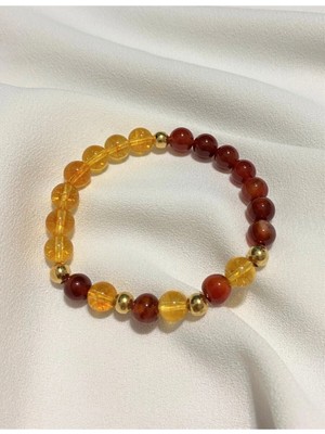 Unisex Sitrin , Akik Doğal Taş Bileklik