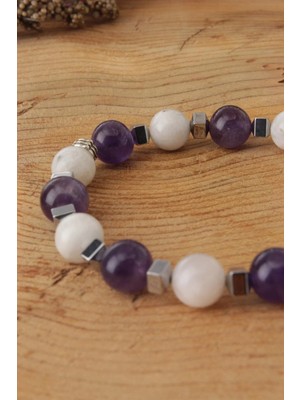 Ay Taşı Ametist Doğal Taş Bileklik