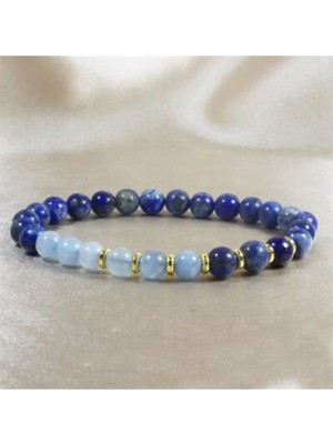 Lapis Akuamarin Altın Kaplama Bileklik