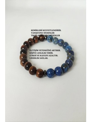 Sertifikalı 8 mm Kaplangözü, Lapis Lazuli Doğaltaş Bileklik
