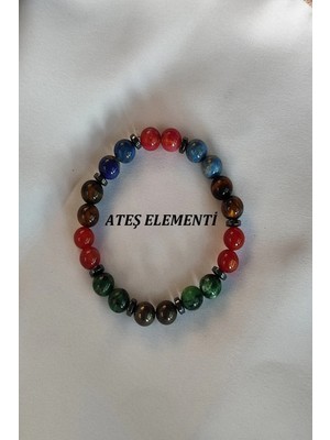 Sertifikalı Ateş Elementi Doğaltaş Bileklik (Pirit,anyolit,kaplangözü,lapis Lazuli, Yıldız Kuvars,