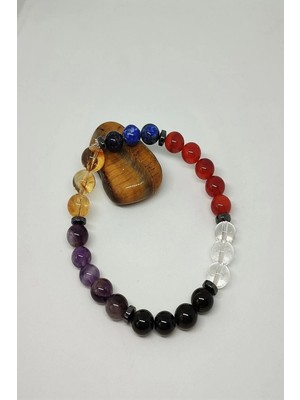 Sertifikalı Erkek Yay Burcu Doğaltaş Bileklik (Sitrin,ametist,turmalin,k.kuvars,akik,lapis Lazuli,