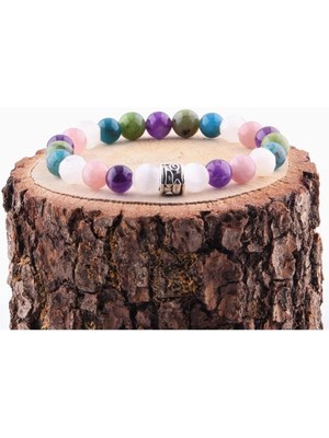 Güneş Taşı Duman Kuvars Krizokol Akuamarin Dumortierit Doğal Taş 8 mm Bileklik