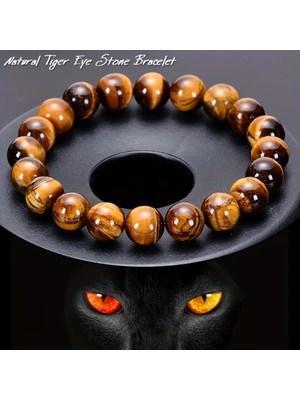 Kaplan Gözü Bileklik 100%100 Doğal Değerli Taş. Cesaret ve Özgüveni Artırır-Elastik Ipli Bileklik-